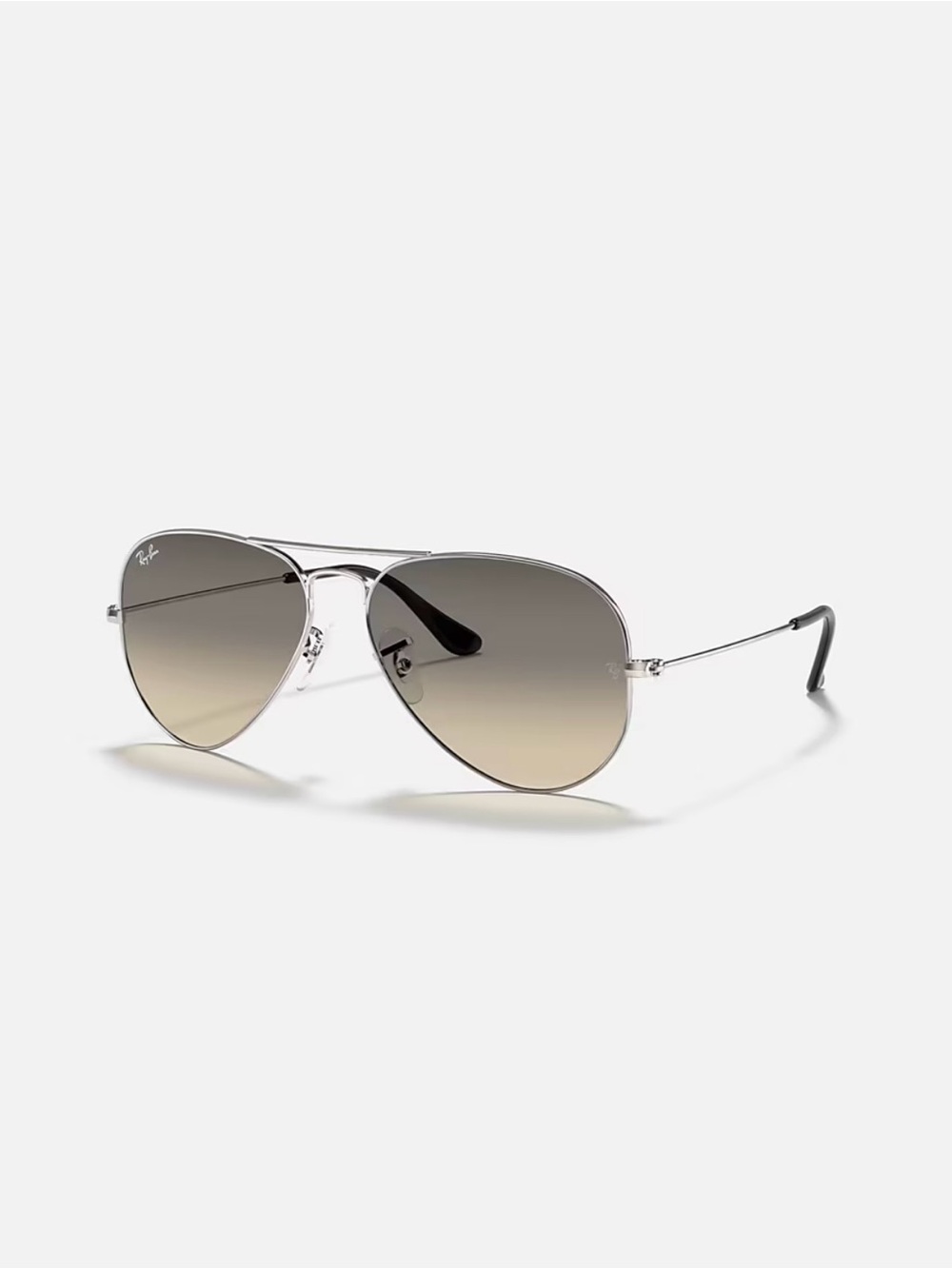 Ray-Ban Men’s Silver Aviator Sunglasses with Brown Gradient Lenses
